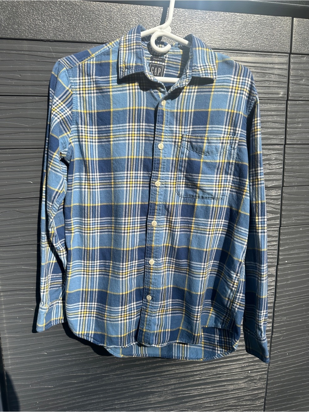 GAP Standard Fit Blue Plaid Flannel Button Down Shirt Men’s Small Cotton